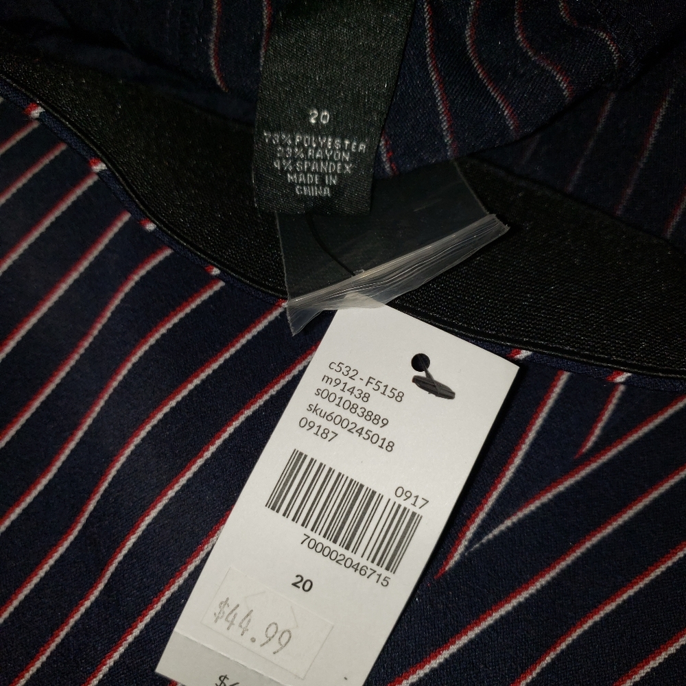 Lane Bryant Women's navy with red and white pin stripes pants with cuffs size 20